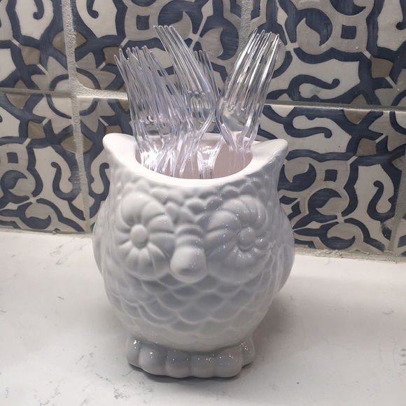 🦉🤍white ceramic owl VASE/UTENSIL HOLDER 🤍🦉 - Picture 5 of 7